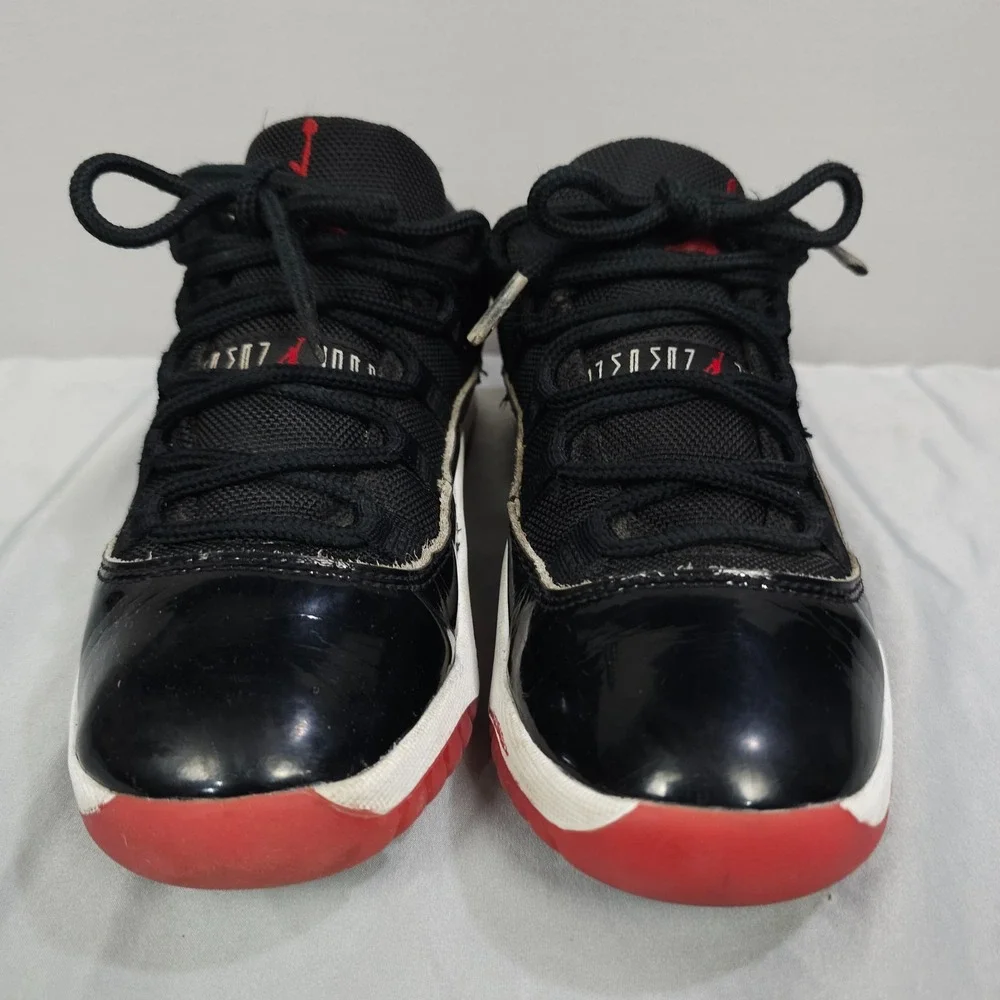 Nike Air Jordan 11 Low Bred GS Size 2y Red Black Patent Leather Retro FV5116-006